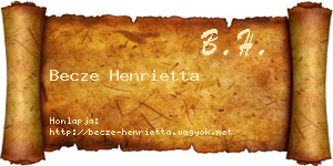 Becze Henrietta névjegykártya